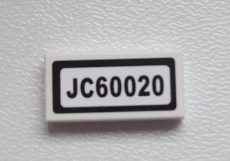 Tile 1 x 2 with 'JC60020' Pattern (Sticker) - Set 60020