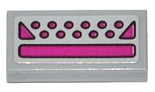 Tile 1 x 2 with Magenta Buttons, Triangles and Rectangle Pattern (Sticker) - Set 79121