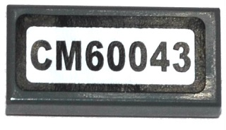 Tile 1 x 2 with Black 'CM60043' Pattern (Sticker) - Set 60043