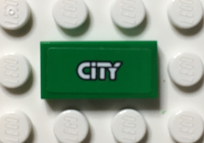 Tile 1 x 2 with 'CITY' Pattern (Sticker) - Set 60059
