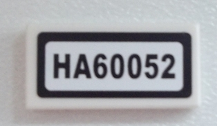 Tile 1 x 2 with 'HA60052' Pattern (Sticker) - Set 60052