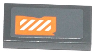 Tile 1 x 2 with Orange and White Danger Stripes Worn Pattern (Sticker) - Set 75049