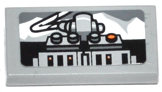 Tile 1 x 2 with Winch Controls and White Mountains Pattern (Sticker) - Set 75049