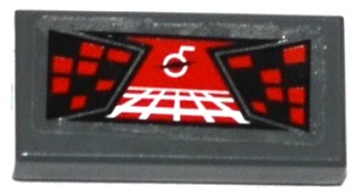 Tile 1 x 2 with Red Head-Up Display (HUD) and Red and Black Lights Pattern (Sticker) - Set 76019