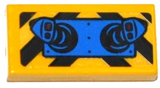 Tile 1 x 2 with Black Stripes and 2 Blue Joysticks Pattern (Sticker) - Set 76020