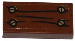 Tile 1 x 2 with Wood Grain and 4 Dark Tan Screws Pattern (Sticker) - Set 79008