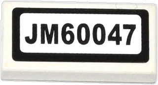 Tile 1 x 2 with 'JM60047' Pattern (Sticker) - Set 60047