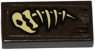 Tile 1 x 2 with Animal Skeleton Pattern (Sticker) - Set 79014