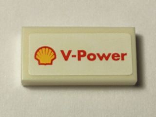 Tile 1 x 2 with Shell Logo and 'V-Power' Pattern (Sticker) - Set 40195
