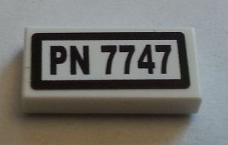 Tile 1 x 2 with Black 'PN 7747' Pattern (Sticker) - Set 7747