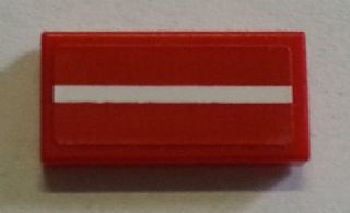 Tile 1 x 2 with White Line on Red Background Pattern (Sticker) - Set 8258