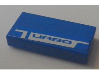 Tile 1 x 2 with Blue 'TURBO' Pattern (Sticker) - Set 8154