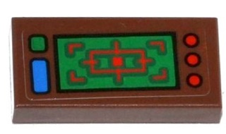 Tile 1 x 2 with Target Head-Up Display (HUD) and Blue, Green and Red Buttons Pattern (Sticker) - Set 79120