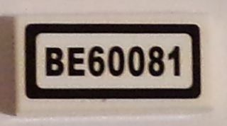 Tile 1 x 2 with 'BE60081' Pattern (Sticker) - Set 60081