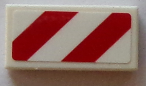 Tile 1 x 2 with Red and White Danger Stripes (Two Red Stripes) Pattern Model Left Side (Sticker) - Set 60073