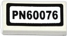 Tile 1 x 2 with 'PN60076' Pattern (Sticker) - Set 60076