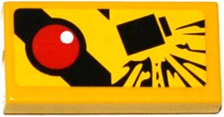 Tile 1 x 2 with Red Button and Explosion Pattern (Sticker) - Set 60076