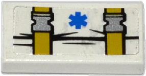 Tile 1 x 2 with EMT Star of Life and 2 Fastening Straps with Clips Pattern (Sticker) - Set 60086