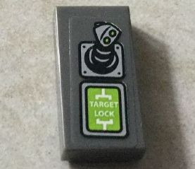 Tile 1 x 2 with Joystick and 'TARGET LOCK' on Lime Screen Pattern (Sticker) - Set 76016