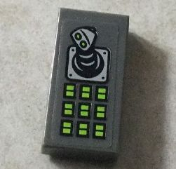 Tile 1 x 2 with Joystick and Lime Buttons Pattern (Sticker) - Set 76016