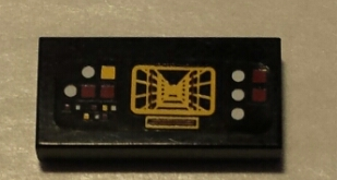 Tile 1 x 2 with Buttons and Screen with SW Trench Pattern (Sticker) - Set 10240