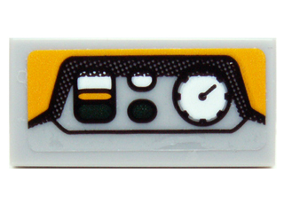 Tile 1 x 2 with Buttons and Gauge Pattern (Sticker) - Set 70227