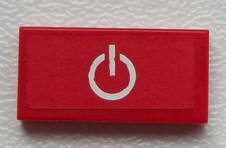 Tile 1 x 2 with Power Button on Red Background Pattern  (Sticker) - Set 60051
