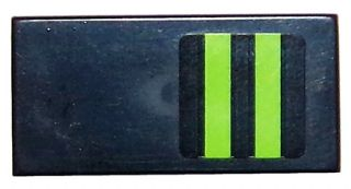 Tile 1 x 2 with 2 Lime Stripes on Black Background Pattern (Sticker) - Set 8133
