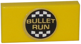 Tile 1 x 2 with 'BULLET RUN' Logo Centered Pattern (Sticker) - Set 8147