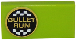 Tile 1 x 2 with 'BULLET RUN' Logo on Left Pattern (Sticker) - Set 8147