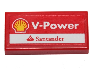 Tile 1 x 2 with Shell 'V-Power' and Santander Logo Pattern (Sticker) - Set 40190