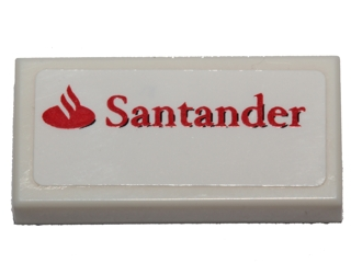 Tile 1 x 2 with Santander Logo Pattern (Sticker) - Set 40190