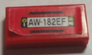 Tile 1 x 2 with Black Lines and 'AW 182EF' on Red Background Pattern (Sticker) - Sets 8153 / 8155