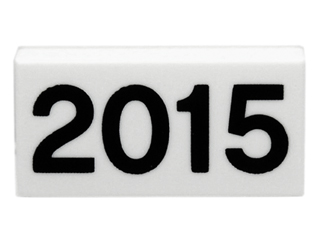 Tile 1 x 2 with Black '2015' Pattern