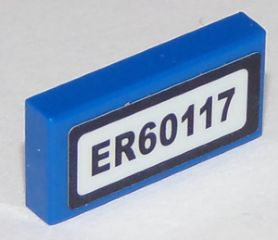 Tile 1 x 2 with Black 'ER60117' Pattern (Sticker) - Set 60117