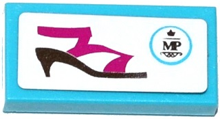Tile 1 x 2 with 'MP' Logo and Shoe Pattern (Sticker) - Set 41104