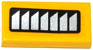 Tile 1 x 2 with Silver Air Vents Pattern Model Right Side (Sticker) - Set 60092