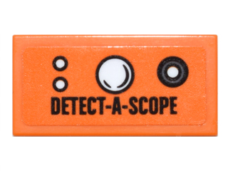 Tile 1 x 2 with Round Buttons and 'DETECT-A-SCOPE' Pattern (Sticker) - Set 76052