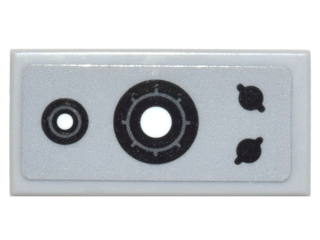 Tile 1 x 2 with Black and White Circle Buttons and 2 Dials Pattern (Sticker) - Set 76052