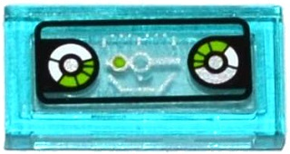 Tile 1 x 2 with Lime and Silver Head-Up Display (HUD) and 2 Gauges Pattern (Sticker) - Set 70173