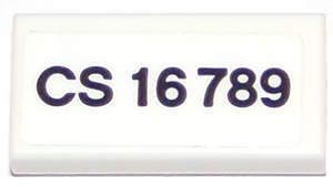 Tile 1 x 2 with 'CS 16 789' Pattern (Sticker) - Set 75875