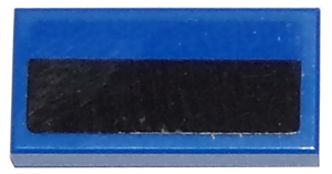 Tile 1 x 2 with Black Thick Stripe on Blue Background Pattern (Sticker) - Set 75875
