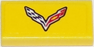 Tile 1 x 2 with Chevrolet Corvette Racing Logo Pattern (Sticker) - Set 75870