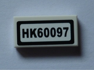 Tile 1 x 2 with 'HK60097' Pattern (Sticker) - Set 60097