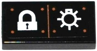 Tile 1 x 2 with Lock, Light Bulb and Copper Rivets Pattern (Sticker) - Set 60130
