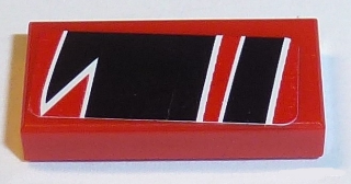 Tile 1 x 2 with Black Togokahn Pattern, Model Front Right Side (Sticker) - Set 8159