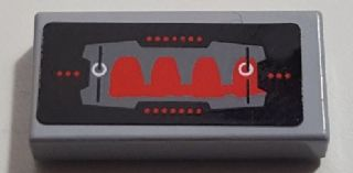 Tile 1 x 2 with Screen with Red and Gray Controls Pattern (Sticker) - Set 8129