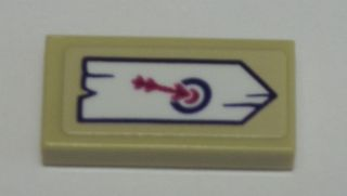 Tile 1 x 2 with Archery Arrow in Target Sign on White Board Pattern (Sticker) - Set 41121