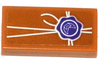 Tile 1 x 2 with Dark Purple Seal and White Strings Pattern (Sticker) - Set 41176