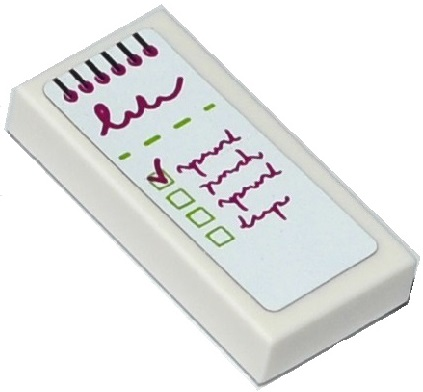 Tile 1 x 2 with Spiral Bound Pad with Shopping List Pattern (Sticker) - Set 41118